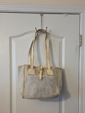 VINTAGE DOONEY & BOURKE CANVAS TOTE BAG WITH LRATHER TRIM